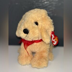 Ty Plush Dog Pudding Toy - Tan with Red Scarf
